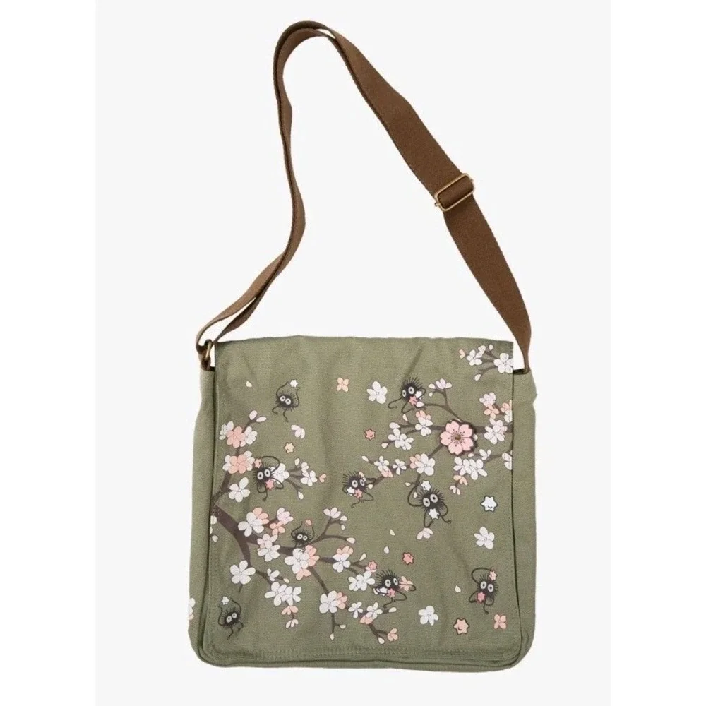 Studio Ghibli Spirited Away Soot Sprite Cherry Blossom Messenger Bag & WALLET! - Picture 2 of 9